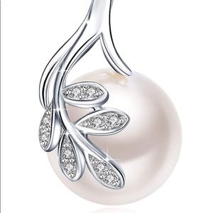 Sterling Silver Simulated Pearl Pendant Necklace